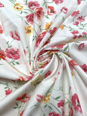 2 YD Cotton Vintage - White with Peach and Yellow Flowers