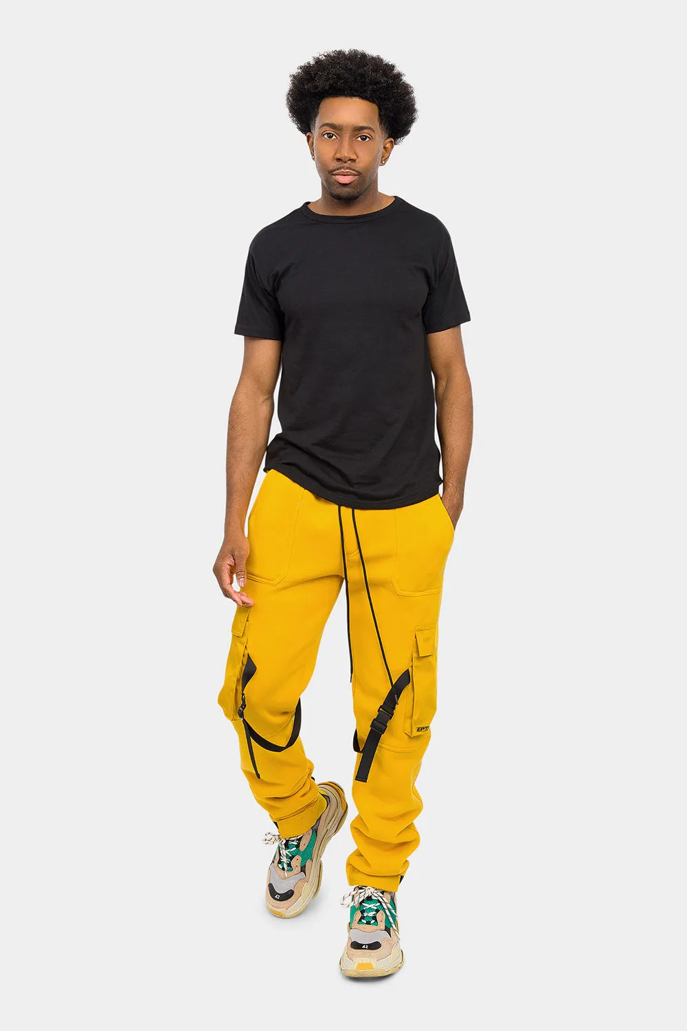 Adjustable Buckle Strap Cargo Sweatpants