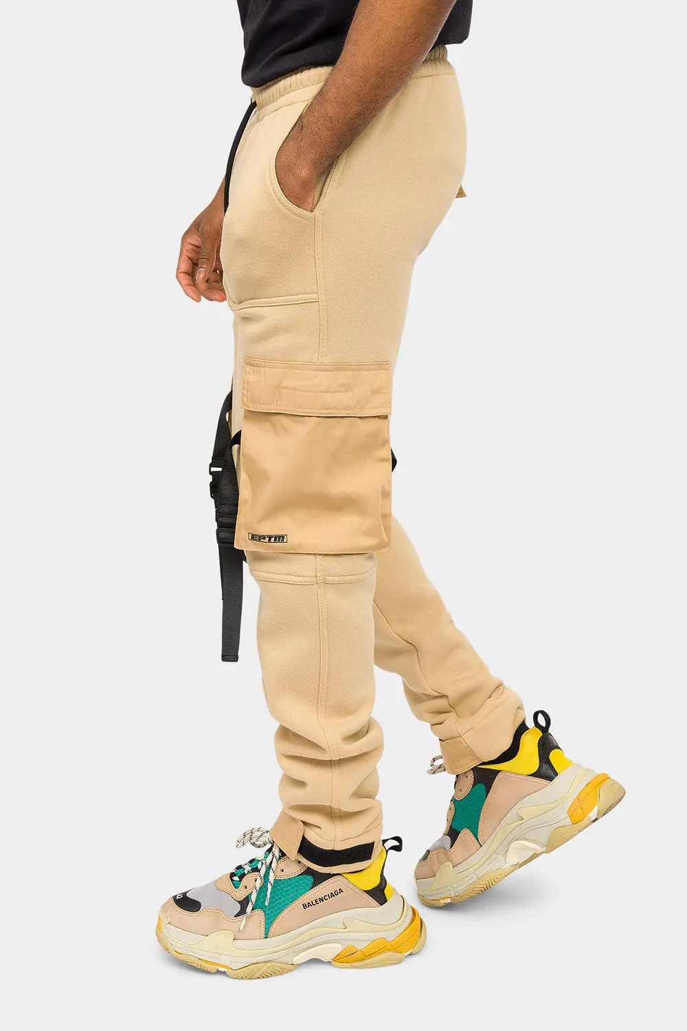 Adjustable Buckle Strap Cargo Sweatpants