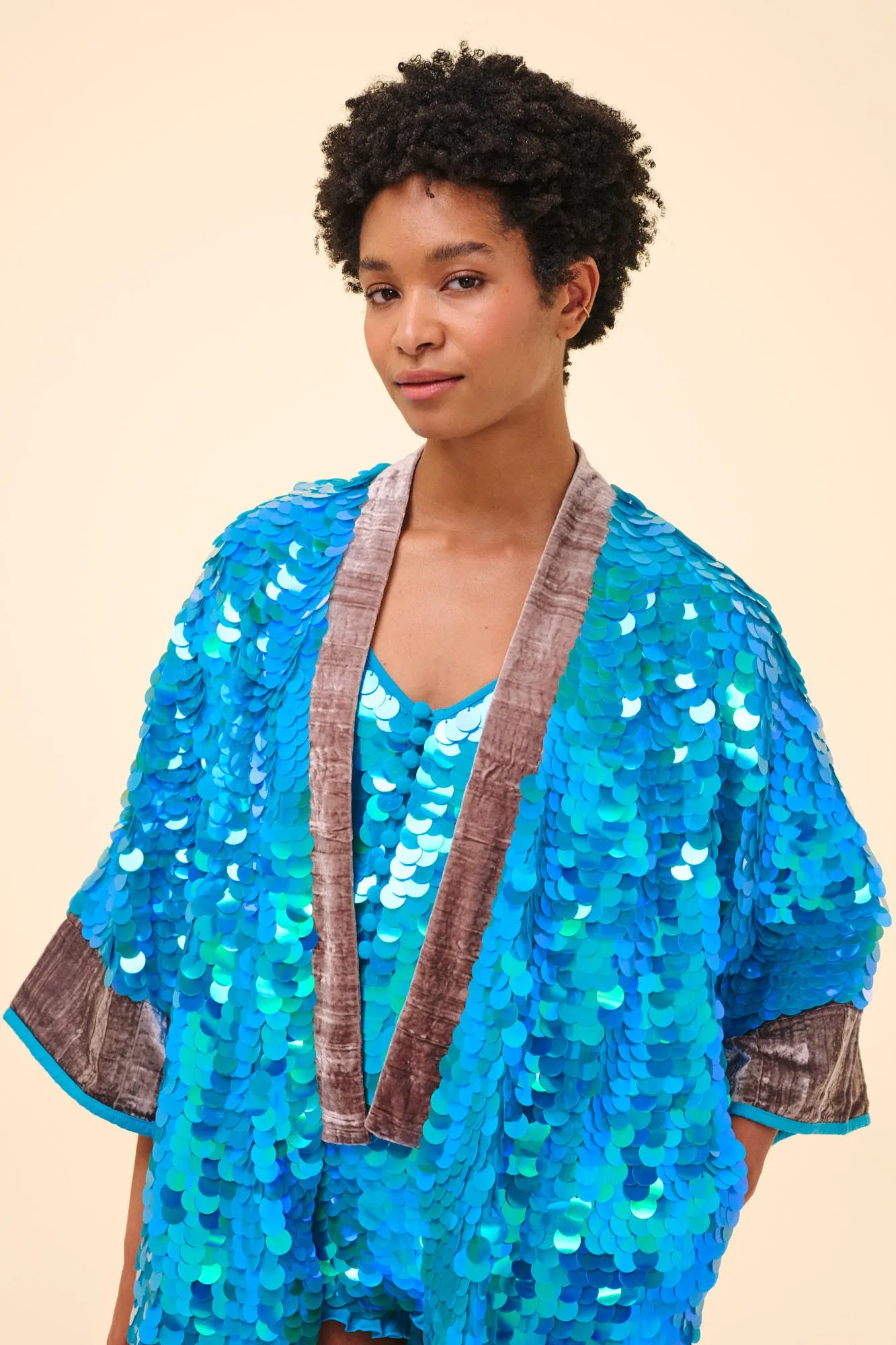 AGNES SEQUIN ROBE - SKY