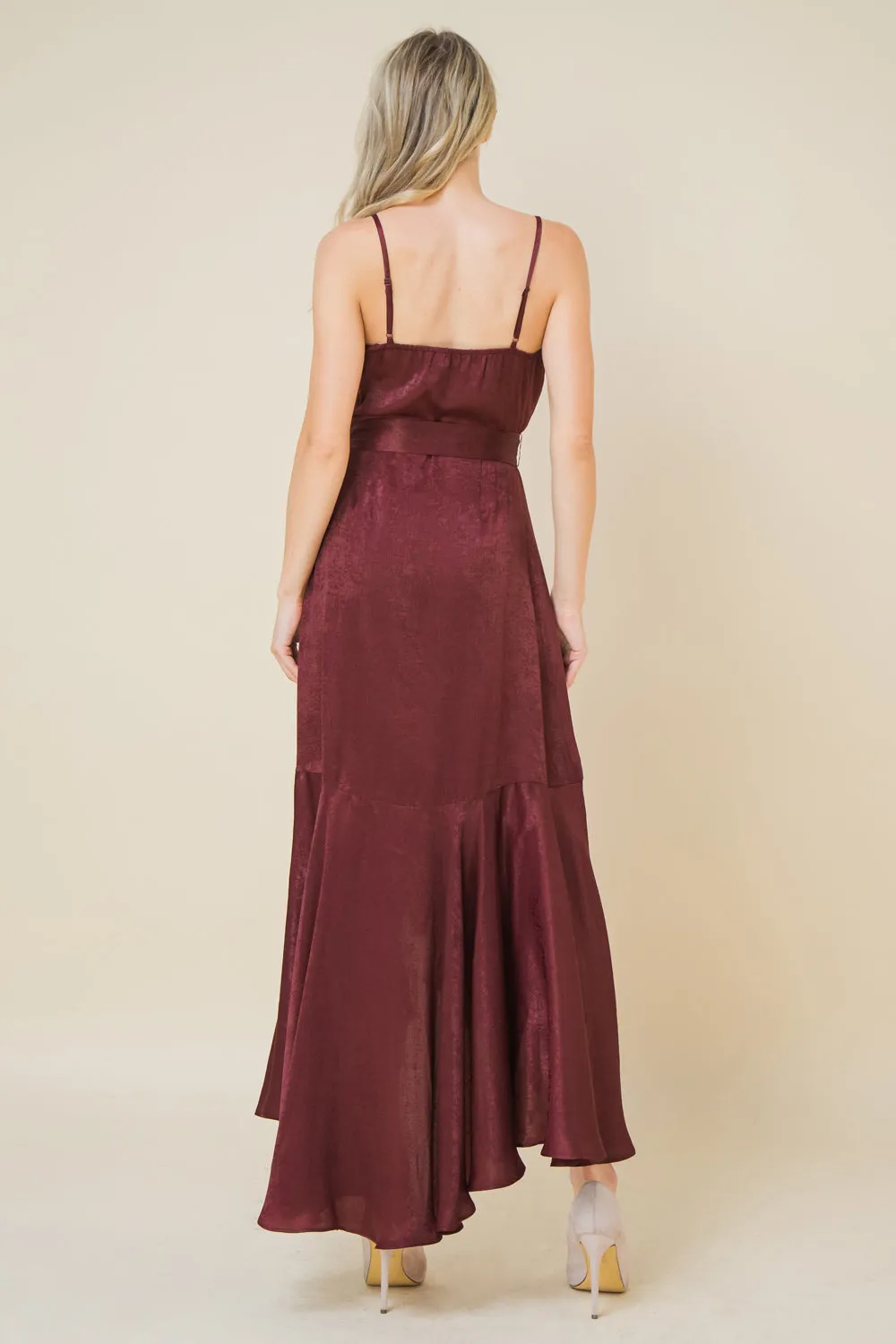 ALWAYS WANDERING WOVEN SATIN MIDI DRESS