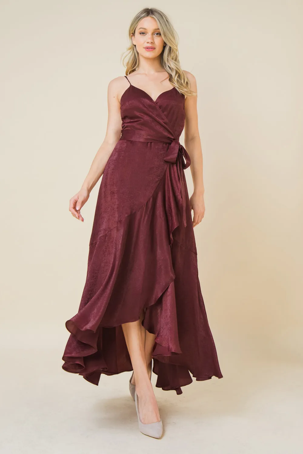 ALWAYS WANDERING WOVEN SATIN MIDI DRESS