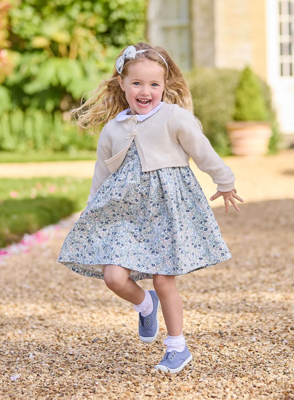 Arabella Smocked Dress in Blue Floral