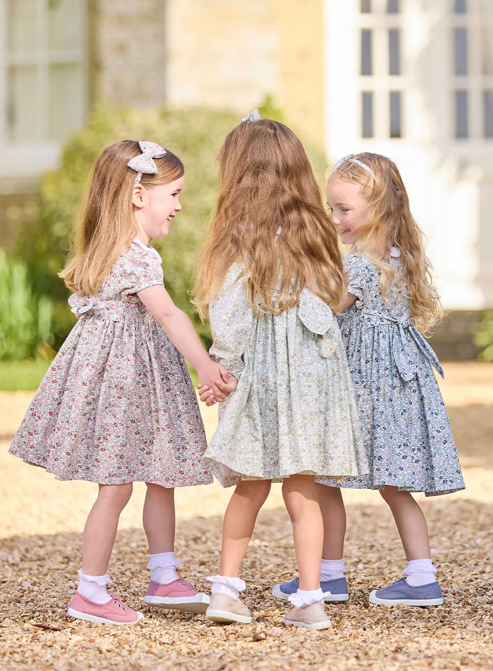 Arabella Smocked Dress in Blue Floral