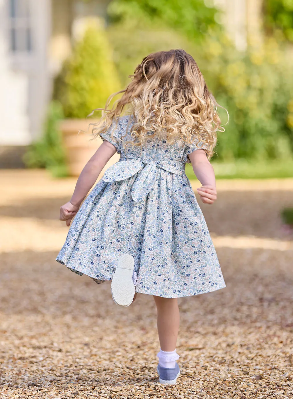 Arabella Smocked Dress in Blue Floral