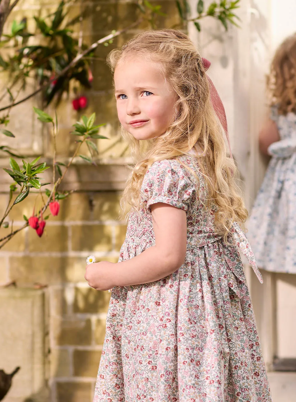 Arabella Smocked Dress in Pink Floral