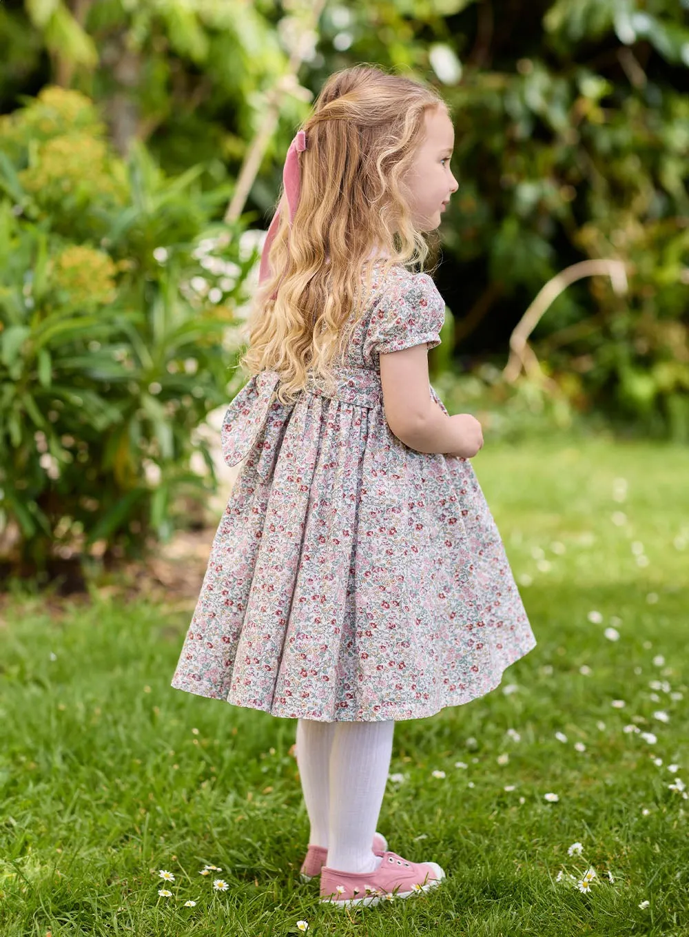 Arabella Smocked Dress in Pink Floral