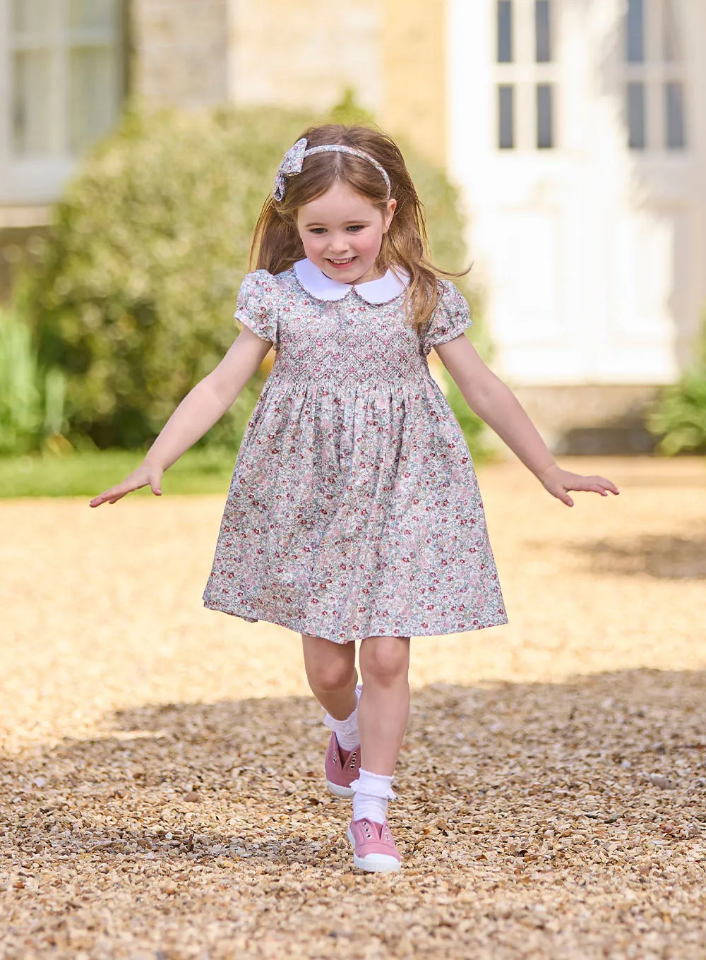 Arabella Smocked Dress in Pink Floral