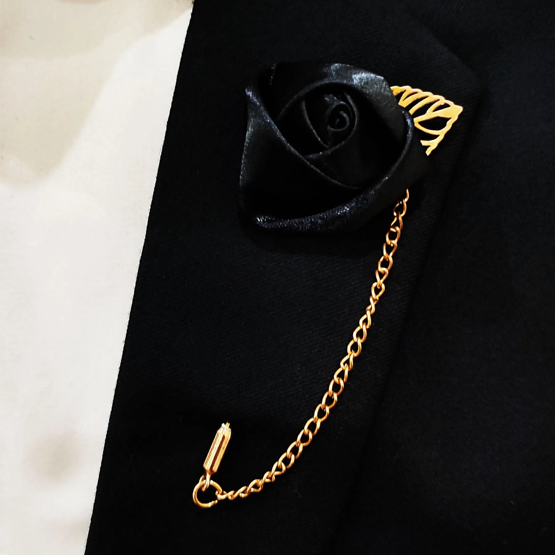 Black Floral Lapel Pins