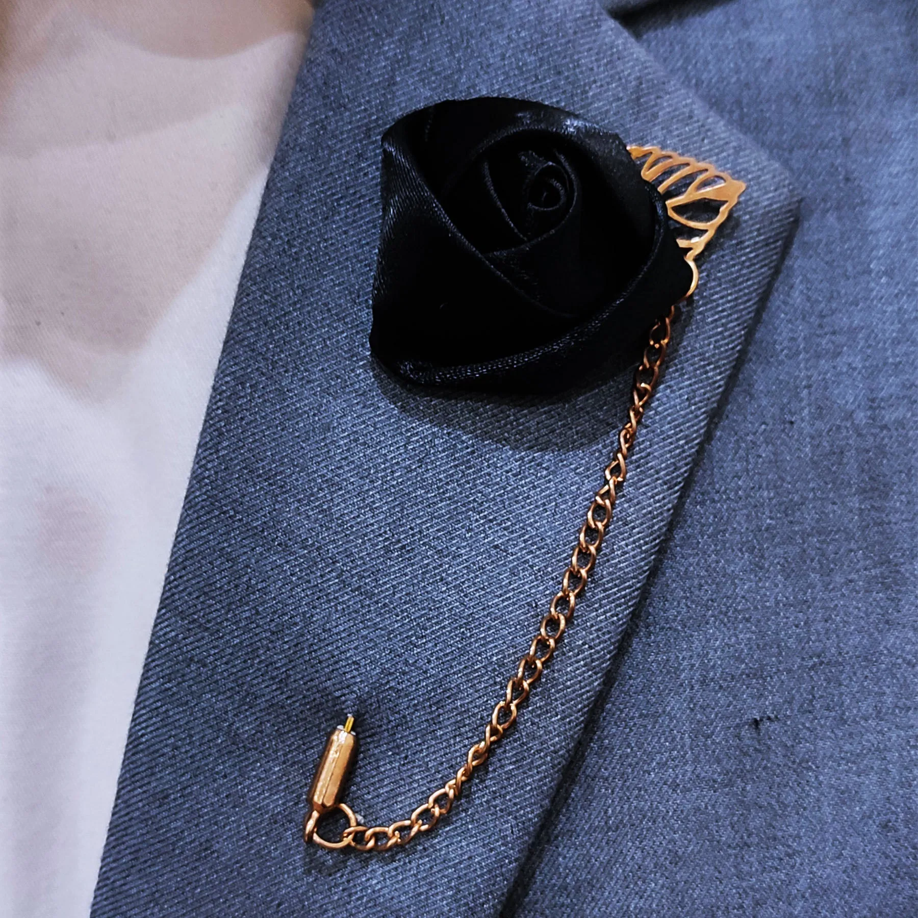 Black Floral Lapel Pins