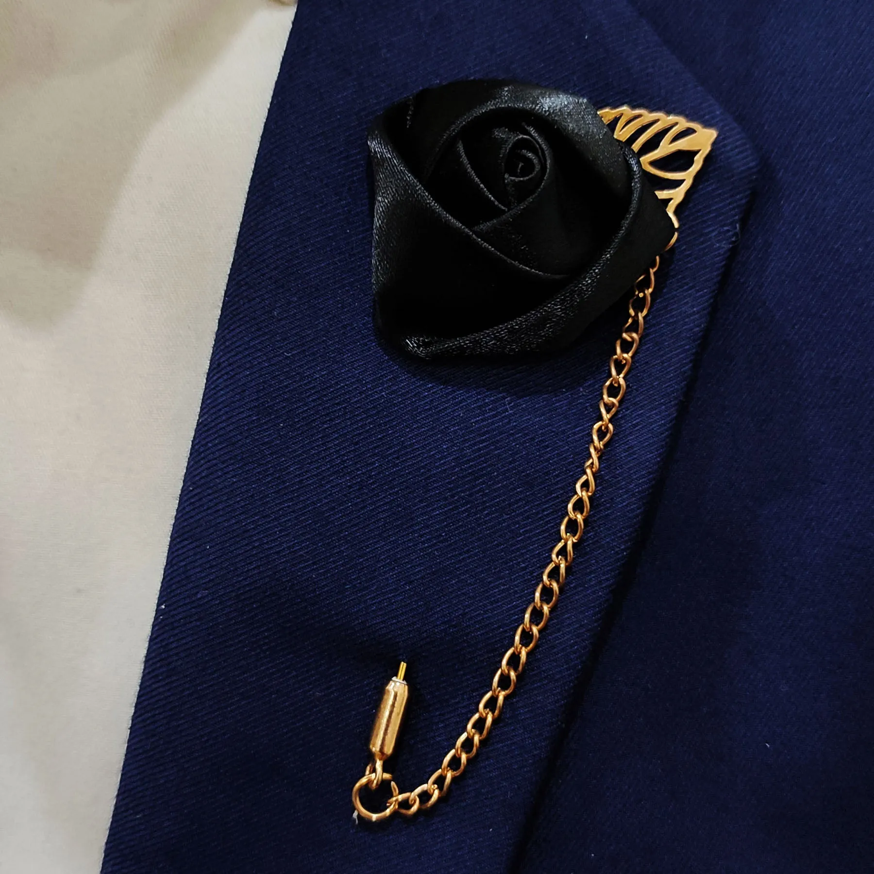 Black Floral Lapel Pins