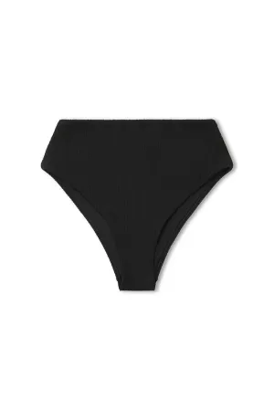 Black Textured Waisted Full Brief