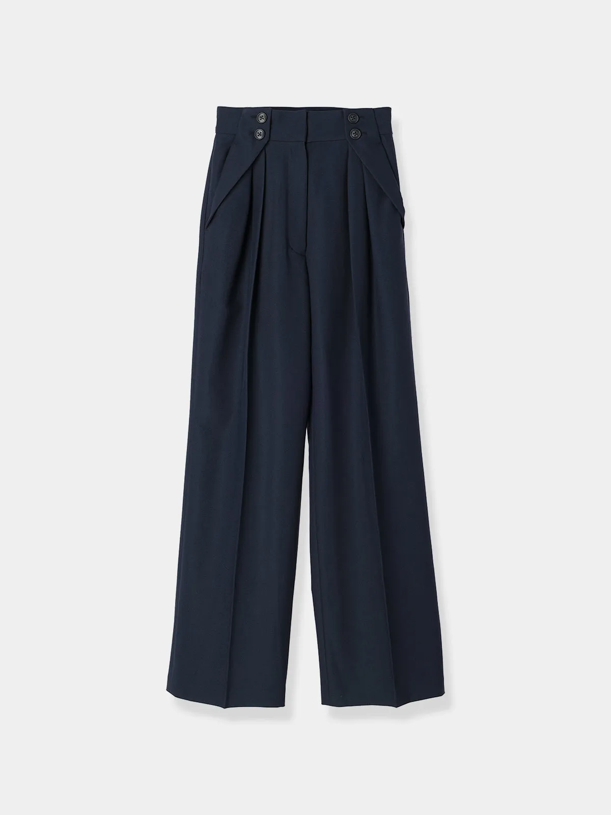 Button Accent Straight Pants