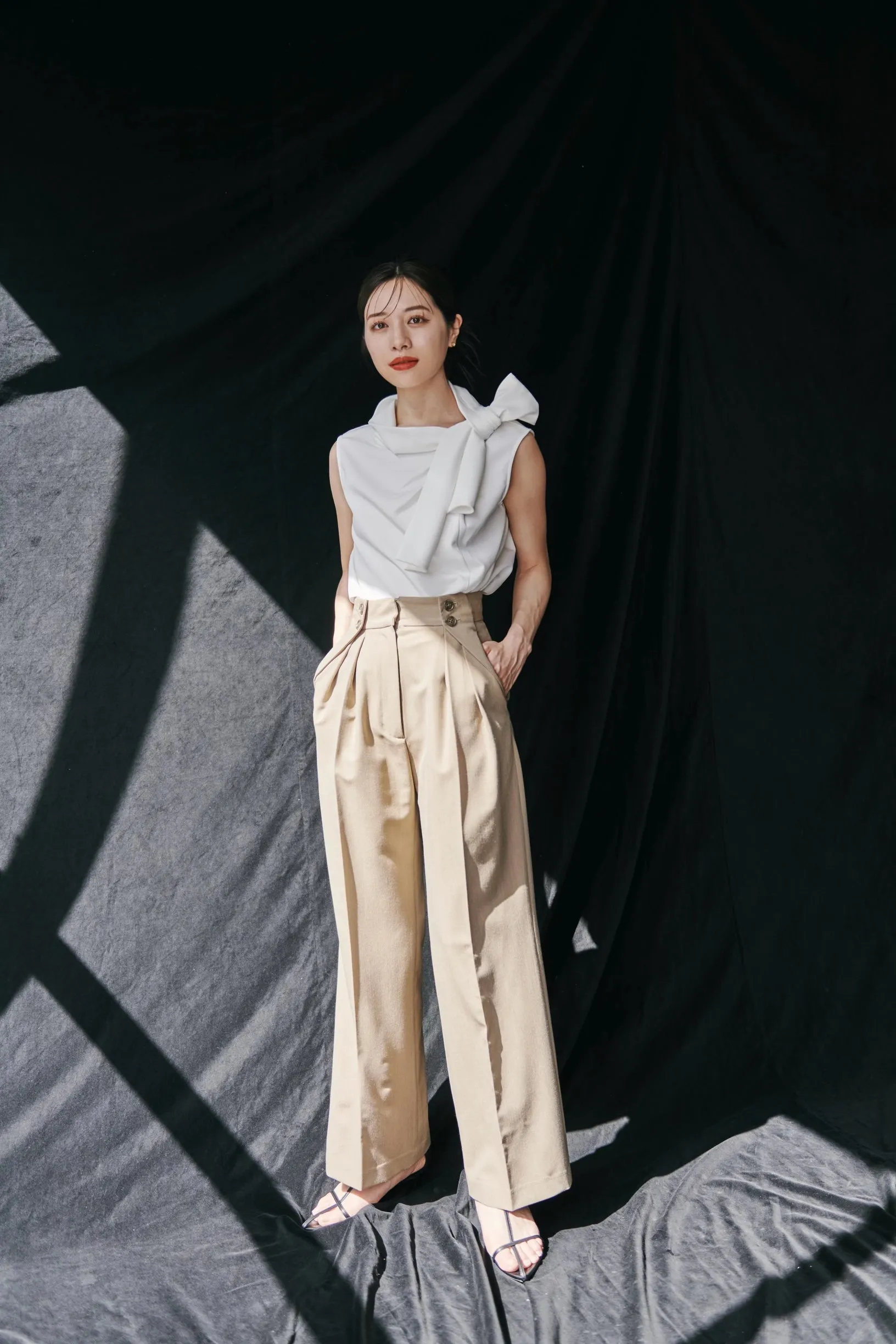 Button Accent Straight Pants