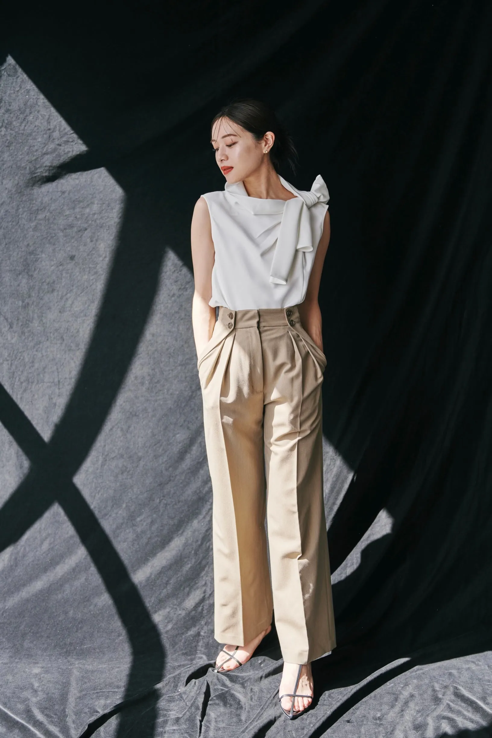 Button Accent Straight Pants