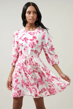 Clarice Floral Collins Godet Mini Dress