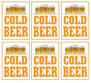 Cold Beer Store Window Display Paper Signs; 18w x 24h - 6 Pack