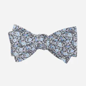 Corduroy Freesia Floral Charcoal Bow Tie