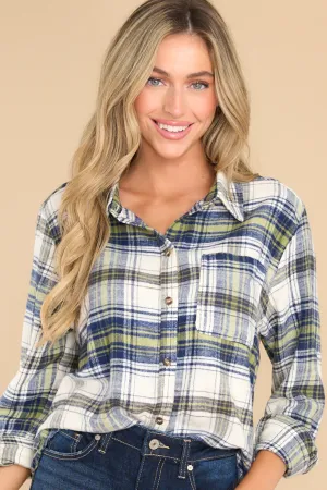 Electric Love Navy Multi Plaid Top