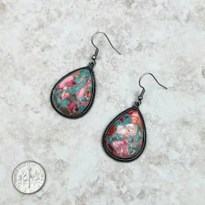 ER230530-03 Oyster Copper Turquoise Teardrop Earrings