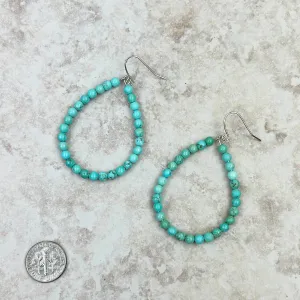 ERZ210805 -04-07  Turquoise Stone Teardrop Hoop Earrings