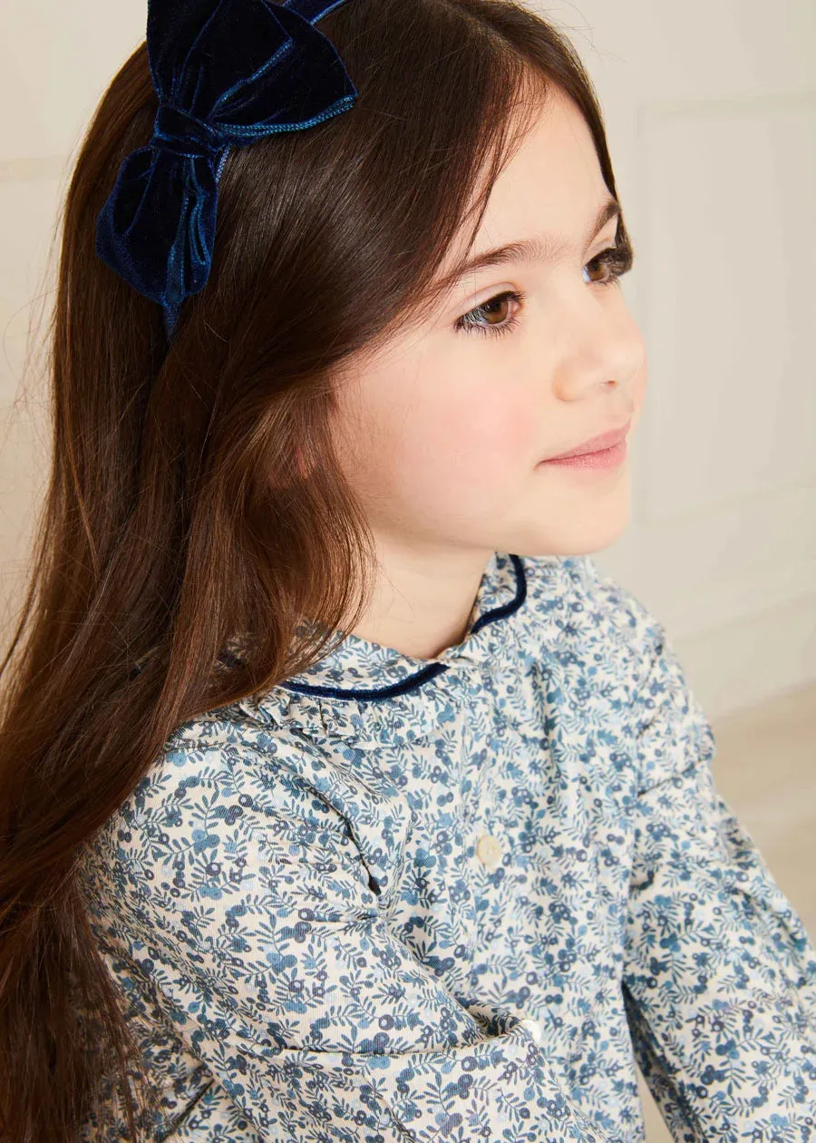 Evelyn Floral Long Sleeve Blouse in Blue (3-10yrs)