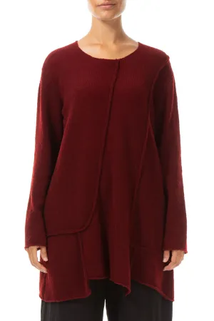 Exposed Seam Loose Maroon Wool Sweater