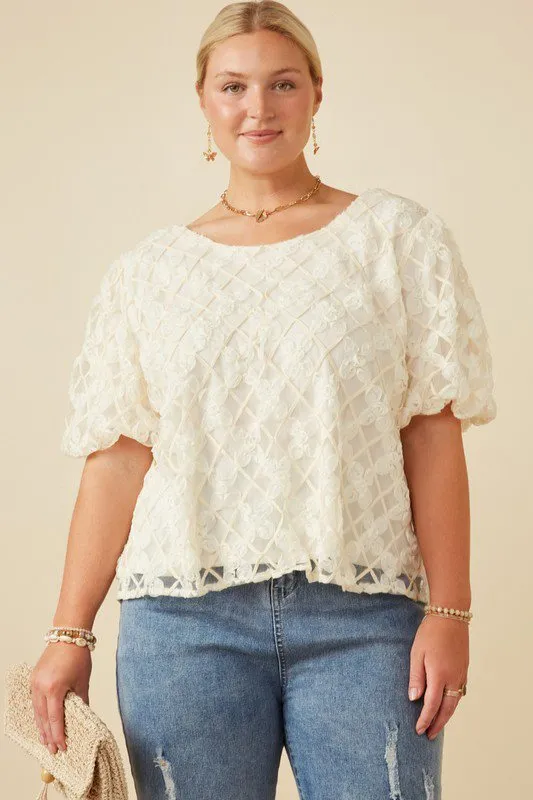 Floral Applique Round Neck Top