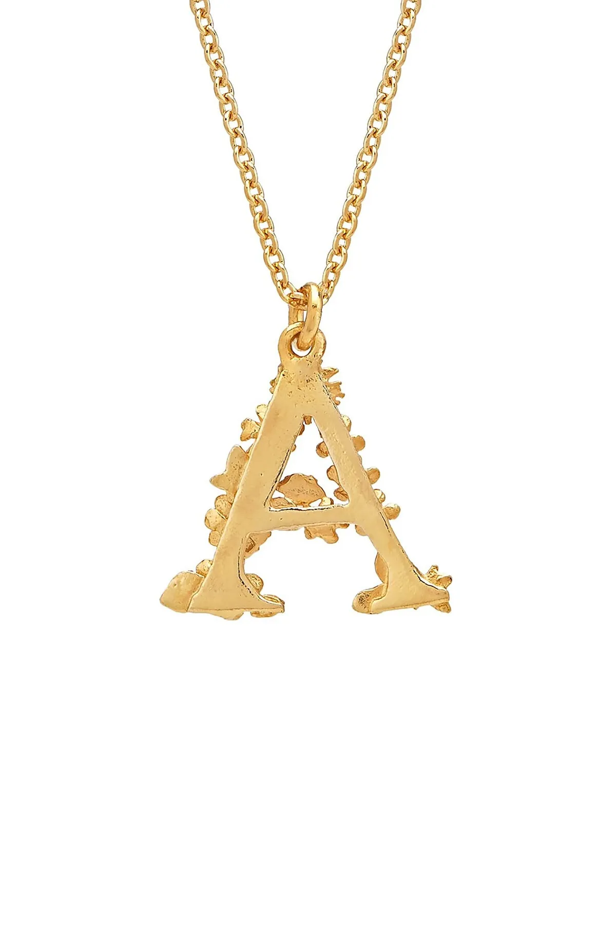 Floral Letter A Necklace Gold Plate