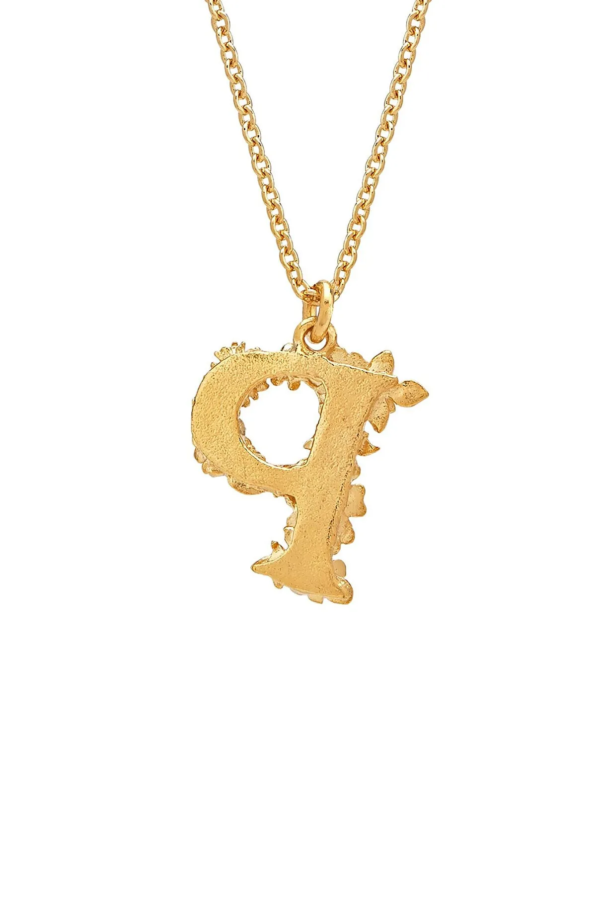 Floral Letter P Necklace Gold Plate