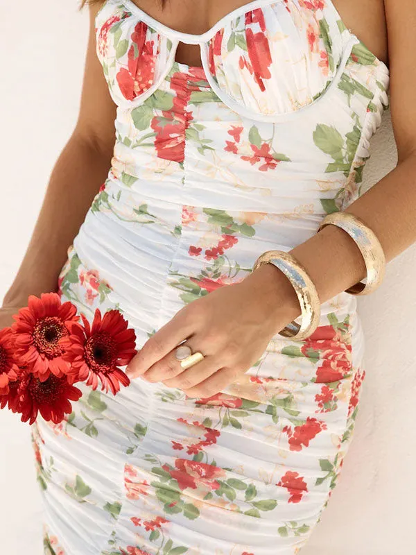 Floral Print Bodycon Midi Dress