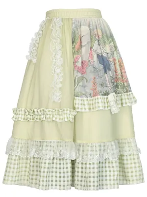 Forest Prince Pastoral Gingham Lace Skirt