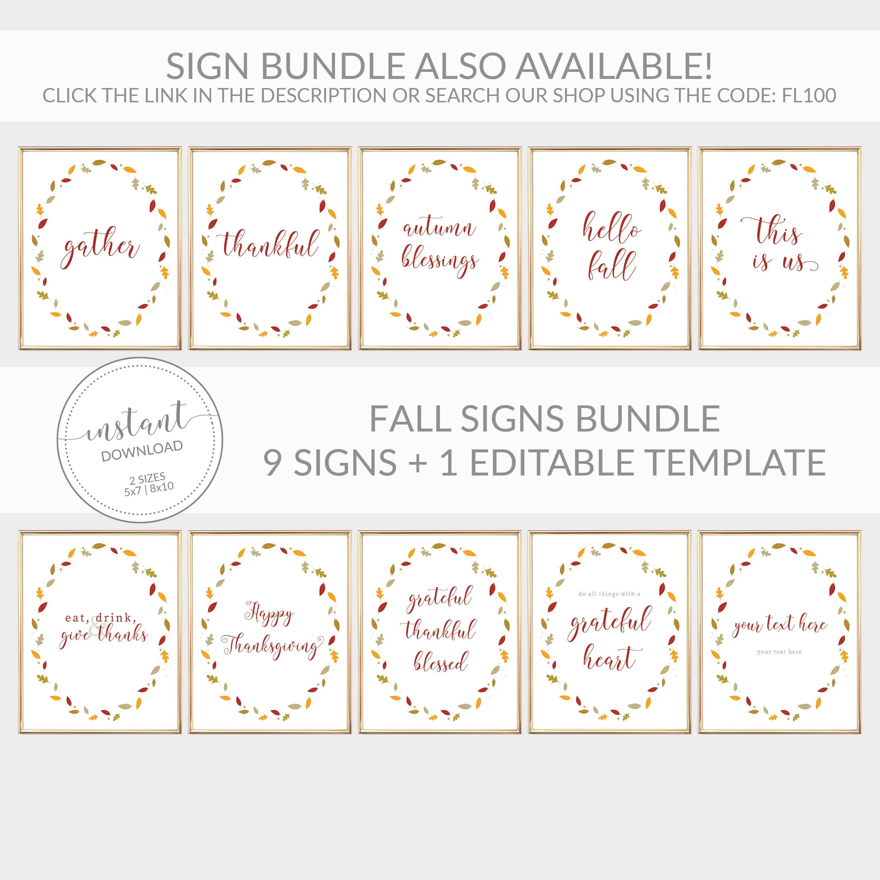 Friendsgiving Place Card Template Printable, Fall Dinner Name Card, Editable INSTANT DOWNLOAD - FL100