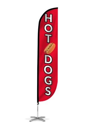 Hot Dogs Feather Flag