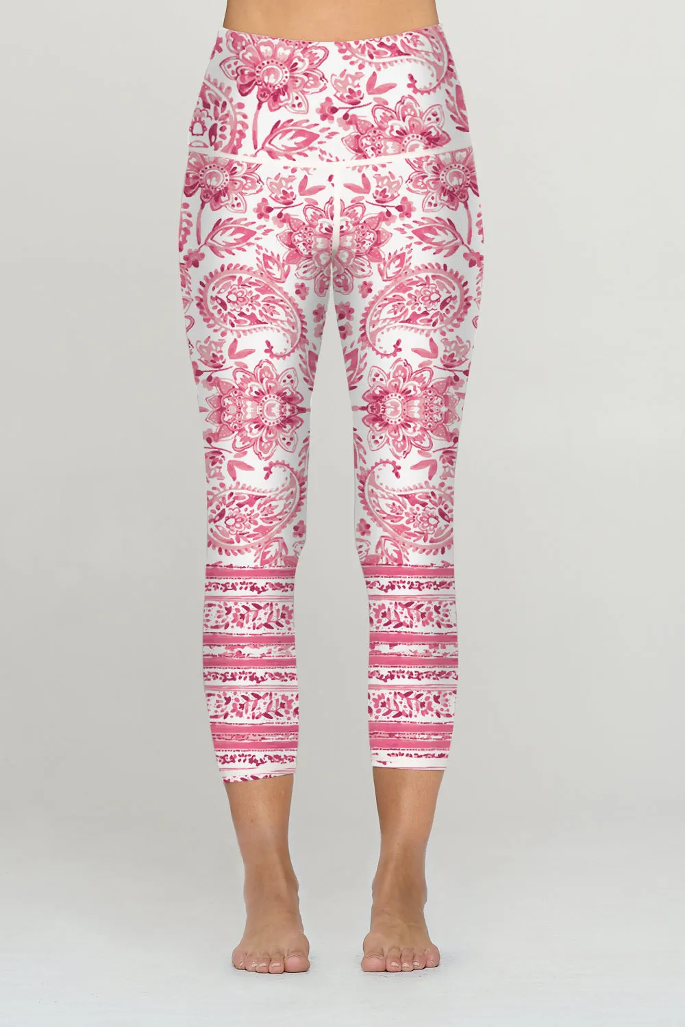 Mia  - Pink Floral Bandana - 7/8  Legging  (High-Waist) - LIMITED EDITION