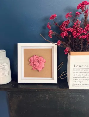 New Home Gift, Pink Flower Wall Art, Floral Wall Decor Frame, White Pink Minimal House Decoration, Dried Flower Housewarming Christmas Gift