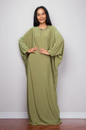 Olive Green Modest Kaftan Dress