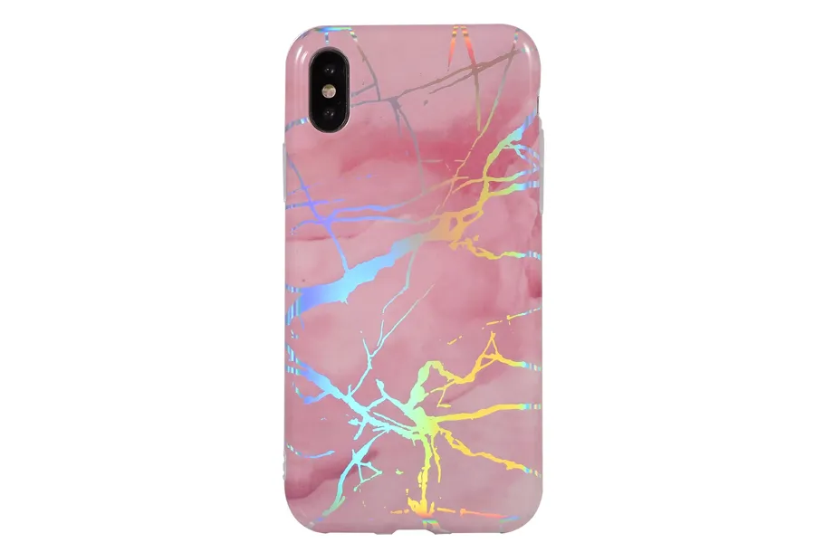 Pink Metallic Holo Marble Phone Case