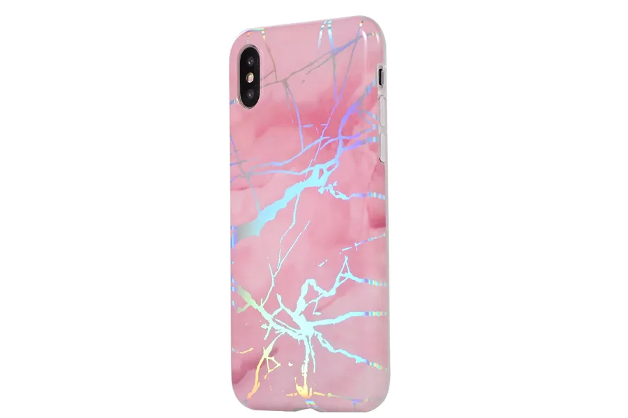 Pink Metallic Holo Marble Phone Case