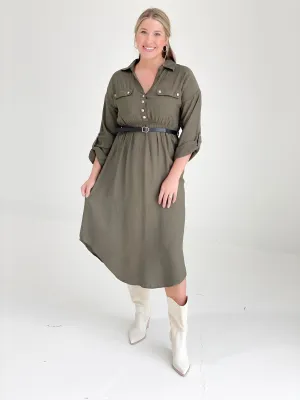 To My Core Dress - Olive